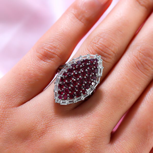 Rhodolith Granat und wei&szlig;er Topas-Ring - 5,12 ct. image number 3