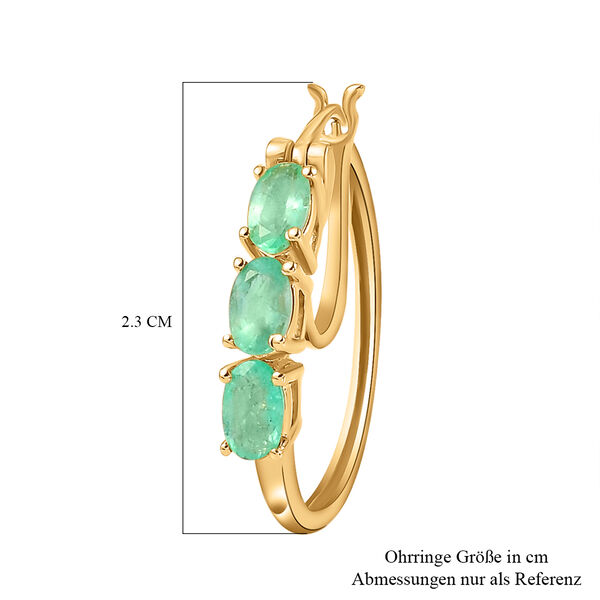 AA &Auml;thiopische Smaragd-Creolen, 925 Silber Gelbgold Vermeil ca. 1.27 ct image number 5