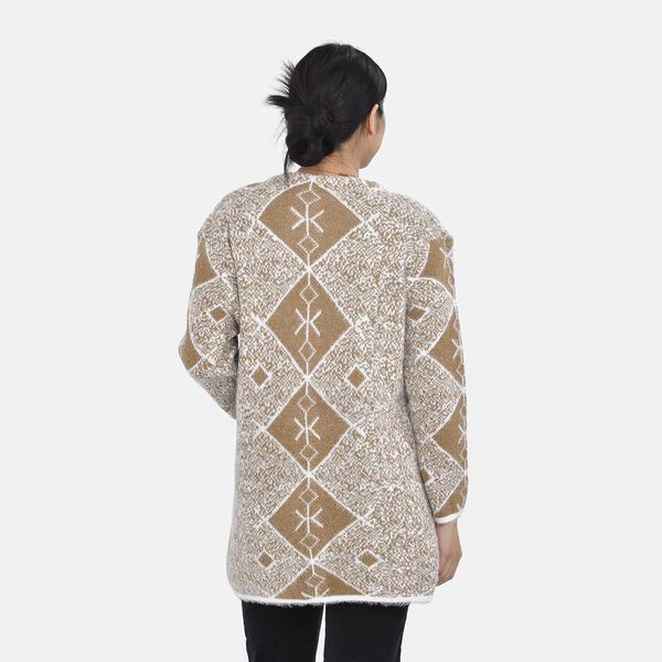 Unisize Cardigan, kamel wei&szlig; gestreift image number 2