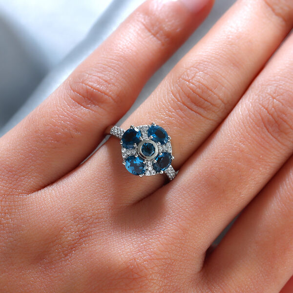London Blau Topas und Zirkon Ring, ca. 2,43 ct image number 3