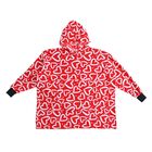 Flauschiger Flanell Hoodie mit großer Tasche, 96x89cm, rote herz