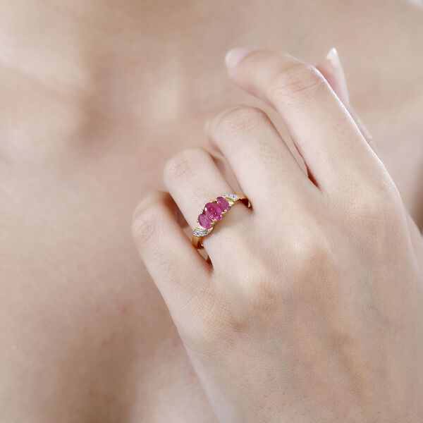 Afrikanischer Rubin (Fissure gef&uuml;llt) Ring 925 Silber 750 Gelbgold Vermeil (Gr&ouml;&szlig;e 17.00) ca. 1,42 ct image number 3