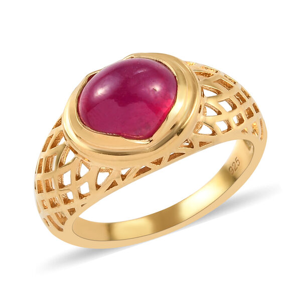 Afrikanischer Rubin (Fissure gefüllt) Ring 925 Silber vergoldet image number 4