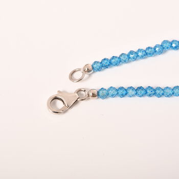 AA Lagoon Apatit, Wei&szlig;er Zirkon Anh&auml;nger mit Kette, 925 Silber rhodiniert ca. 75,90 ct.