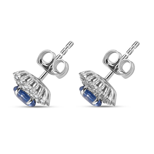 Zertifiziert und gepr&uuml;ft AAA blaue ceylonfarbene Saphir und Diamant Ohrringe in 585 Wei&szlig;gold - 2.06 ct image number 5