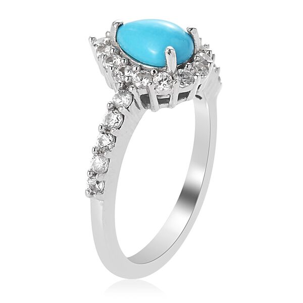 Natürlicher Sleeping Beauty Türkis und Zirkon Halo Ring 925 Silber Platin-Überzug image number 4