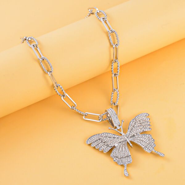 Weißer Kristall Halskette ca. 50 cm, silberfarben image number 2