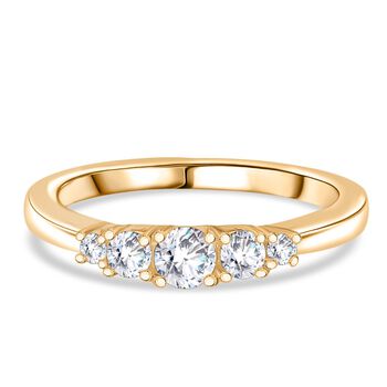 RADIANTA GRA zertifiziert Moissanit (D-VVS) Ring 925 Silber vergoldet (Gr&ouml;&szlig;e 17.00) ca. 0.49 ct