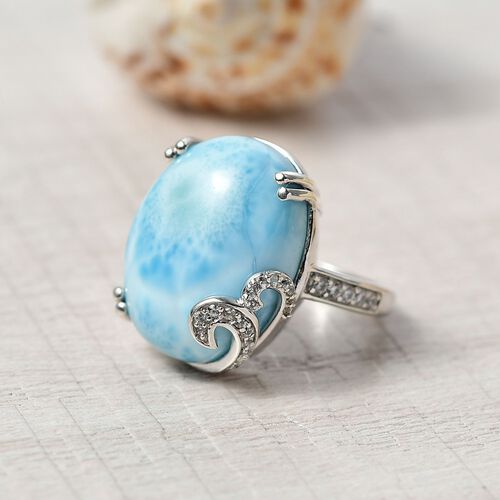 D'Joy Larimar, Weißer Zirkon Ring 925 Silber rhodiniert (Größe 17.00) ca. 18,43 ct image number 1