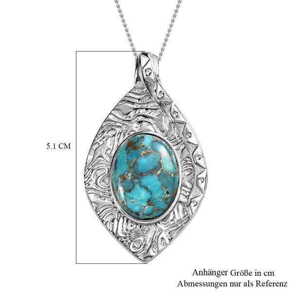 Cleopatra-Stil Blaues T&uuml;rkis Anh&auml;nger mit Kette, Edelstahl ca. 18.50 ct image number 7