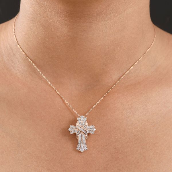 LUXURIANT VS Labor Diamant Anhänger mit 50cm Kette, 925 Silber 750 Roségold Vermeil - 0,51 ct. image number 3