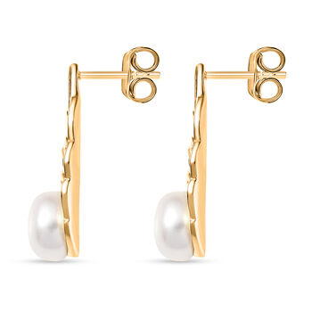 EVER TRUE S&uuml;&szlig;wasser Perle (7.5-8 mm) Ohrringe Nickelfreies Messing, Goldfarben