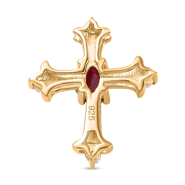 AA Afrikanischer Rubin und Moissanit-Kreuz-Anhänger - 0,47 ct. image number 5