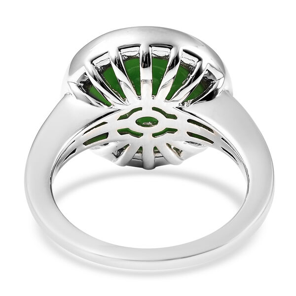 Grüne Jade Solitär Ring 925 Silber Rhodium-Überzug image number 5