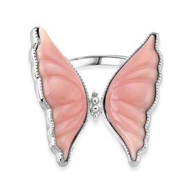 D'Joy Natürlicher Rosa Königsmuschel Perle Ring 925 Silber rhodiniert (Größe 18.00) ca. 7,00 ct