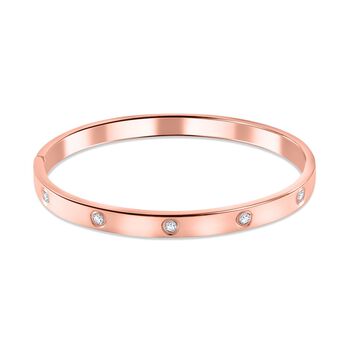 Wei&szlig;er Zirkonia Armreif ca. 18.5 cm Reiner Edelstahl, ros&eacute;vergoldet