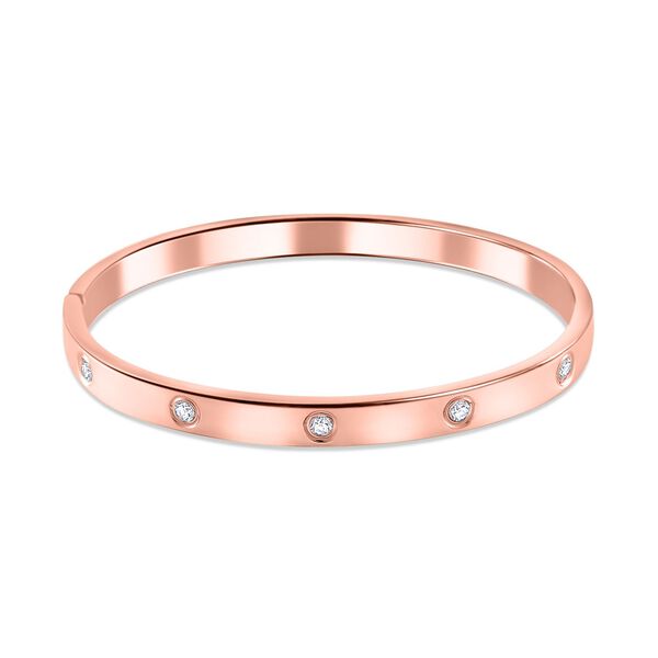 Wei&szlig;er Zirkonia Armreif ca. 18.5 cm Reiner Edelstahl, ros&eacute;vergoldet