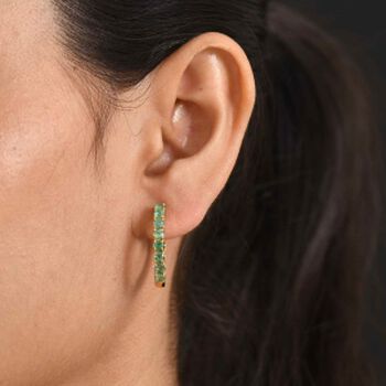 D'Joy AAA Kagem Sambischer Smaragd Ohrringe 925 Silber 750 Gelbgold vermeil ca. 3,02 ct.