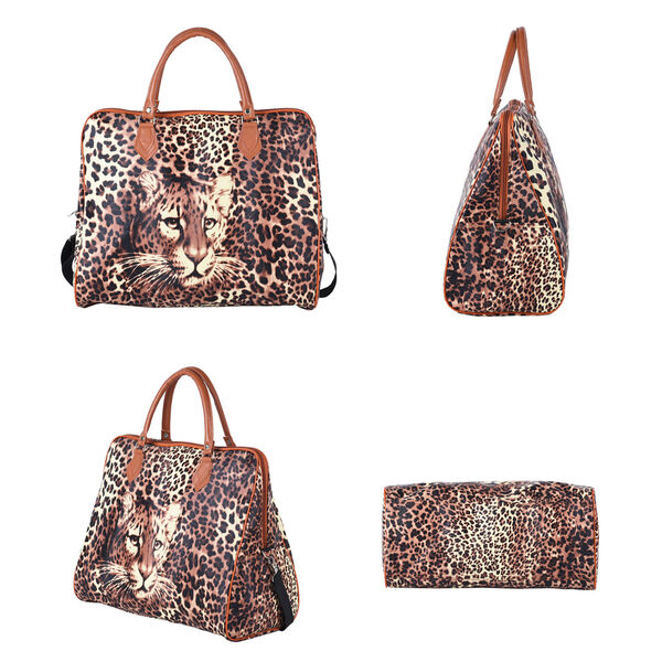 Reisetasche mit Leopardenmuster, Größe 43x20x38 cm, Braun image number 3