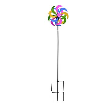 Solar Gartenleuchte Windrad, Eisen, 140 cm, Mehrfarbig