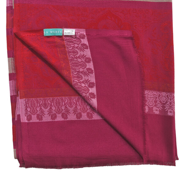 Jacquard gewebter Schal, Streifenmuster, Rot und Rosa image number 5