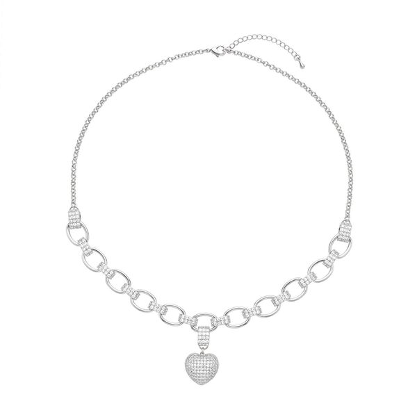 Wei&szlig;e Zirkonia Halskette, ca. 50 cm, Messing ca. 1,50 ct