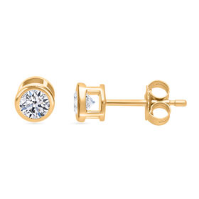 LUXURIANT DIAMOND- VS-GH Labor Diamant Ohrringe, 925 Silber Gelbgold Vermeil - 0,35 ct.