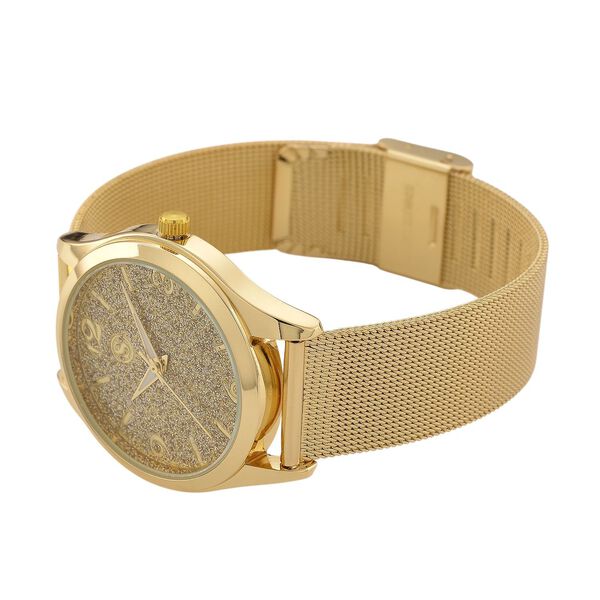 STRADA Stardust Zifferblattuhr mit japanischem Uhrwerk und Gelbfarbenem 316L Edelstahl -Mesh-Armband image number 6