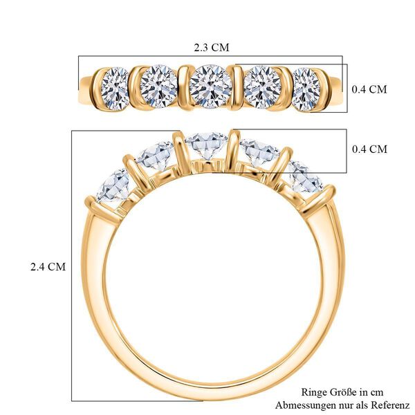 LUXURIANT DIAMOND - Lab Grown Diamant SI-GH SGL zertifiziert Ring 925 Silber Gelbgold Vermeil (Gr&ouml;&szlig;e 20.00) ca. 0.54 ct image number 5