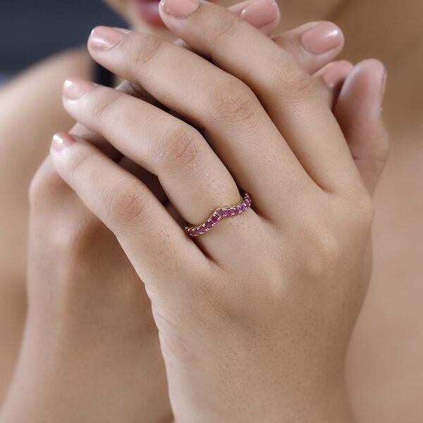 Afrikanischer Rubin (Fissure gef&uuml;llt) Ring, 925 Silber Gelbgold Vermeil (Gr&ouml;&szlig;e 20.00) ca. 0.87 ct image number 10