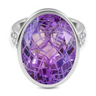 Rose de France Amethyst und weißer Zirkon Ring, 925 Silber platiniert (Größe 18.00) ca. 17.08 ct image number 0