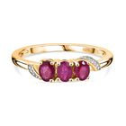 AA Afrikanischer Rubin (Fissure gefüllt) Ring 925 Silber 750 Gelb Vergoldet (Größe 16.00) ca. 0,76 ct