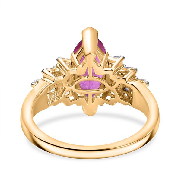 AAA Ilakaka Rosa Saphir (Fissure gefüllt), Moissanit Ring 925 Silber 750 Gelbgold Vermeil (Größe 19.00) ca. 3,12 ct image number 6