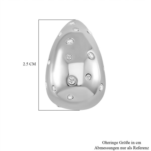 Weiße Zirkonia Tropfen Ohrringe, Reiner Edelstahl image number 6