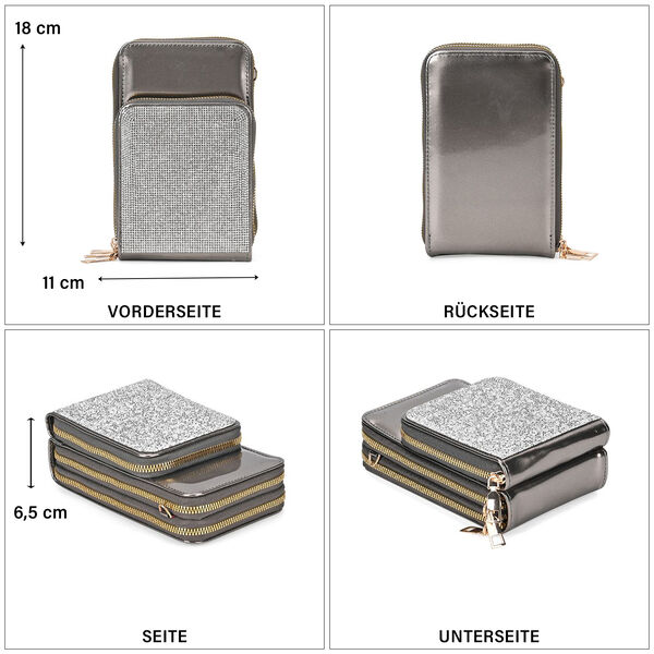 Elegante Umh&auml;ngetasche mit RFID-Schutz, Silber image number 5