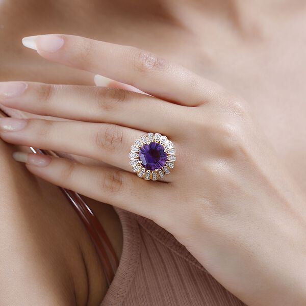 Afrikanischer Amethyst und Zirkon-Cocktail-Ring - 4,41 ct. image number 3