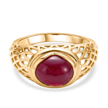 Afrikanischer Rubin (Fissure gef&uuml;llt) Ring 925 Silber vergoldet (Gr&ouml;&szlig;e 16.00) ca. 2,86 ct