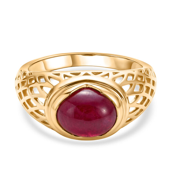 Afrikanischer Rubin (Fissure gef&uuml;llt) Ring 925 Silber vergoldet