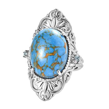 EverTrue blauer T&uuml;rkis und himmelblauer Topas Ring - 15,90 ct.