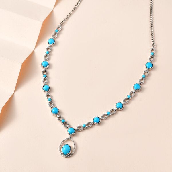 Amerikanische, natürliche Sleeping Beauty Türkis-Halskette, 45 cm - 6,28 ct. image number 2