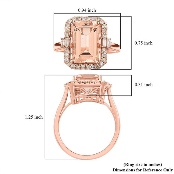 LUXORO zertifiziert und gepr&uuml;ft AAA Morganit und Diamant Ring in 585 Ros&eacute;gold - 7,85 ct. image number 5