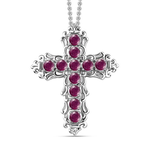 Afrikanischer Rubin (Fissure gefüllt) Kreuz-Anhänger mit Kette, 50 cm - 1,19 ct. image number 0