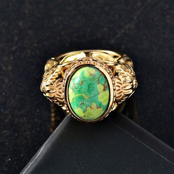 Gr&uuml;nes T&uuml;rkis Ring Nickelfreies Messing (Gr&ouml;&szlig;e 19.00) ca. 4,43 ct