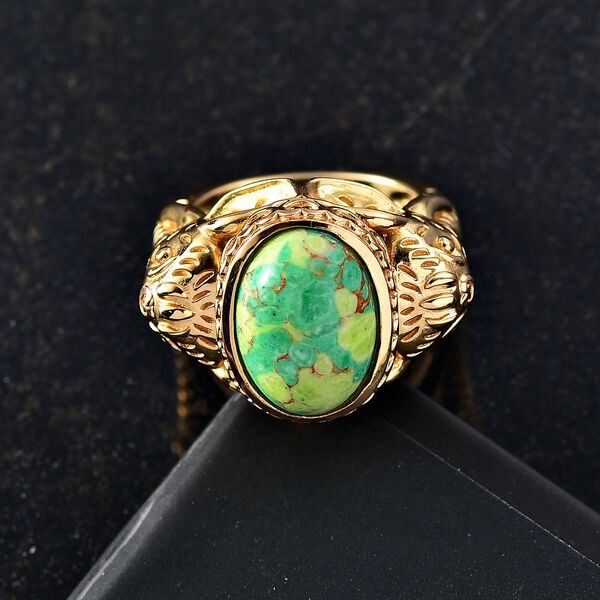 Gr&uuml;nes T&uuml;rkis Ring Nickelfreies Messing (Gr&ouml;&szlig;e 19.00) ca. 4,43 ct image number 2