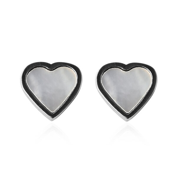 2er-Set Wei&szlig;es Perlmutt Ohrstecker und Anh&auml;nger mit Kette ca. 50 cm in Edelstahl image number 4