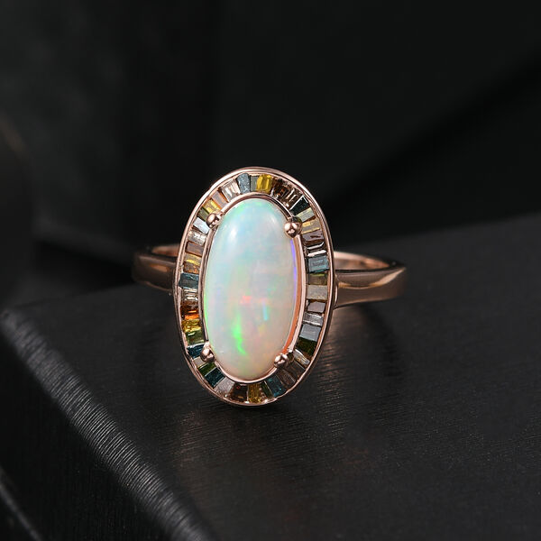 D&rsquo;Joy AA nat&uuml;rlicher, &auml;thiopischer Welo Opal und mehrfarbiger Diamant Ring - 2,64 ct. image number 2