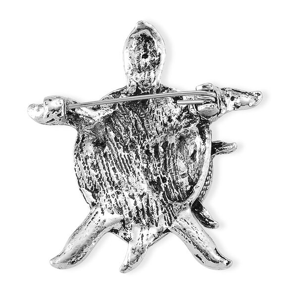 Abalone Muschel, Schwarze Kristall Brosche Reine Legierung Antik-silber-Plattierung image number 3