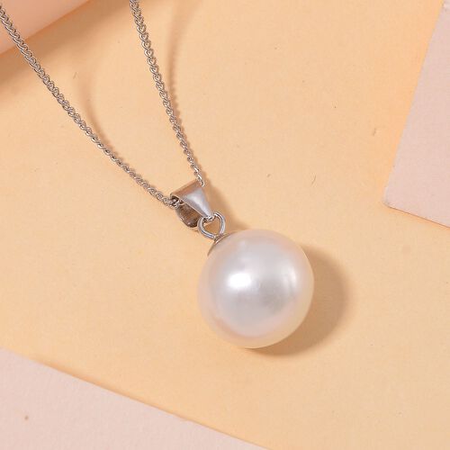 11-13mm Weißer Edison Perle Anhänger mit 45cm Kette image number 1