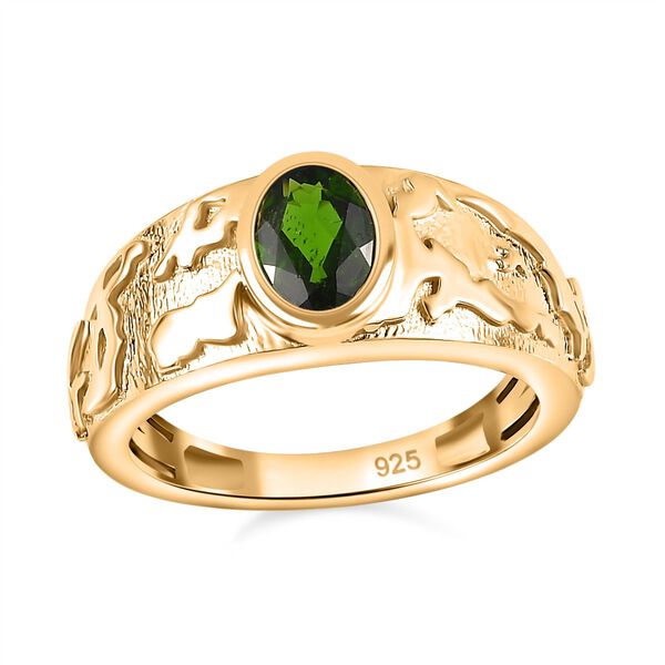 Natürlicher Chromdiopsid Ring, 925 Silber 750 Gelbgold Vermeil (Größe 18.00) ca. 0.79 ct image number 4