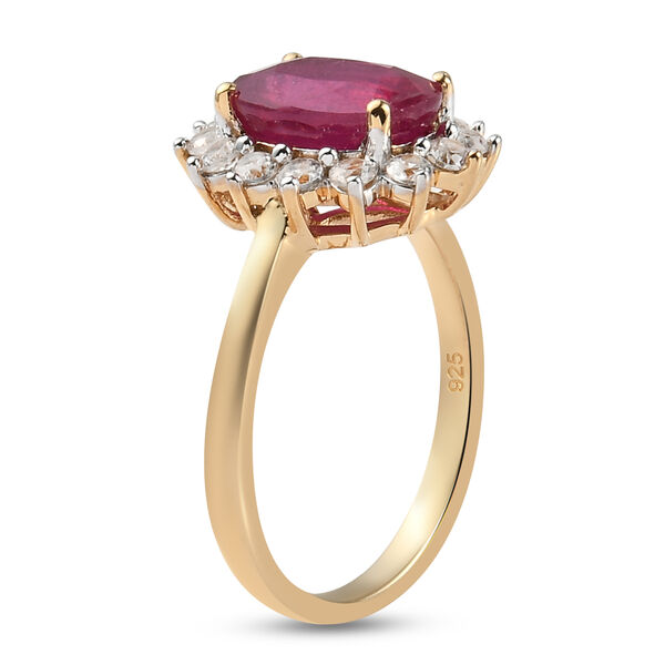 Afrikanischer Rubin und Zirkon Halo Ring 925 Silber vergoldet  ca. 3,30 ct image number 4